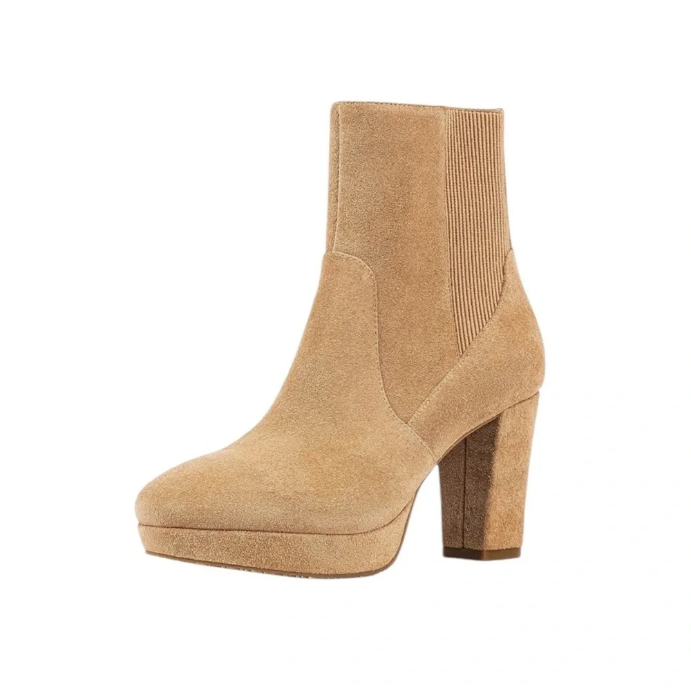 NWT Donald Pliner Labell Suede Platform Chunky Boot Tan Size 10